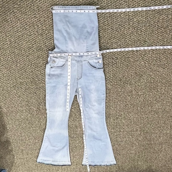 American Bazi Spaghetti Strap Rough Hem Jean Overalls Size Medium Women’s - Picture 5 of 5